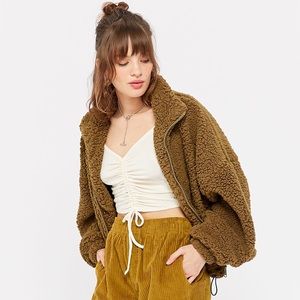 Urban Outfitters Fleece Drawstring Teddy Jacket